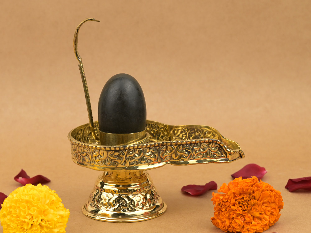 Designer Brass Yoni Base With Narmada Lingam - XI