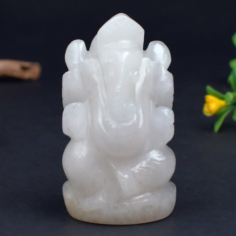 White Agate Ganesha - 129.28 gms