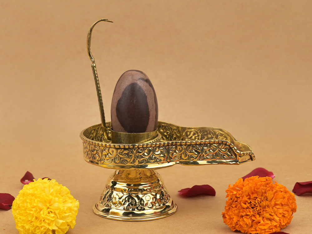 Narmada Shivling in Brass Yoni Base Jaldhari