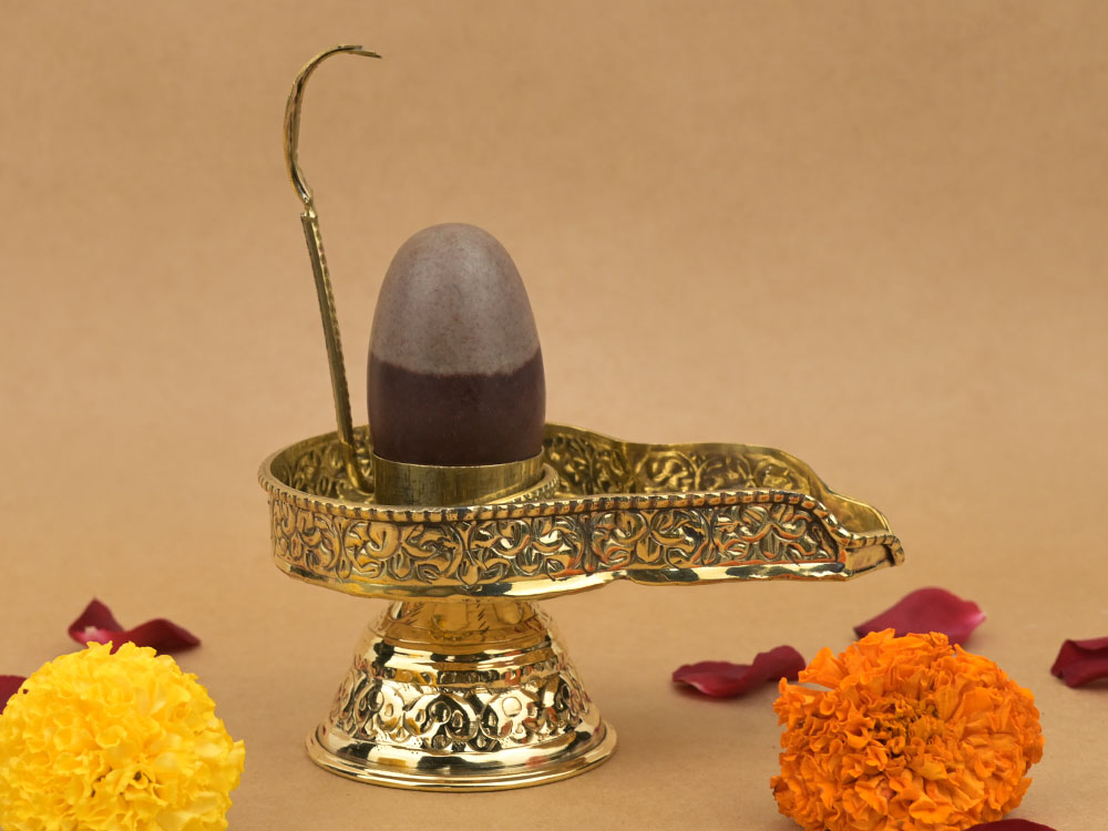 Narmada Shivling in Brass Yoni Base Jaldhari