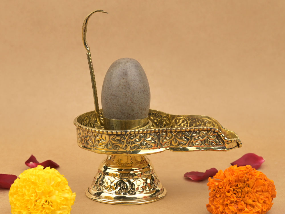 Narmada Shivling in Brass Yoni Base Jaldhari