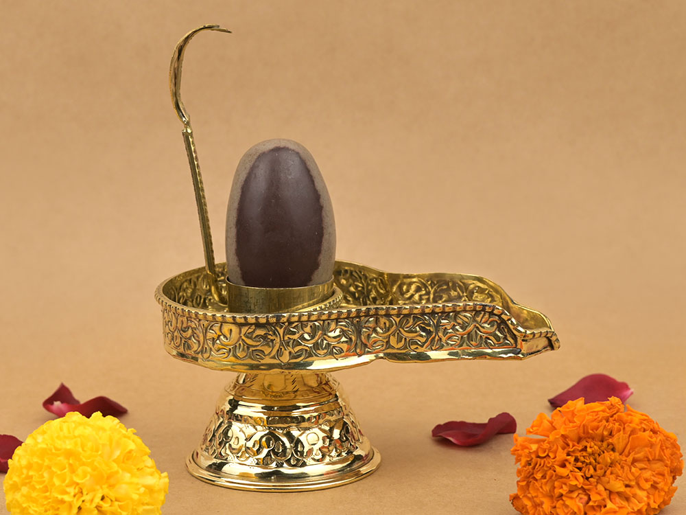 Narmada Shivling in Brass Yoni Base Jaldhari