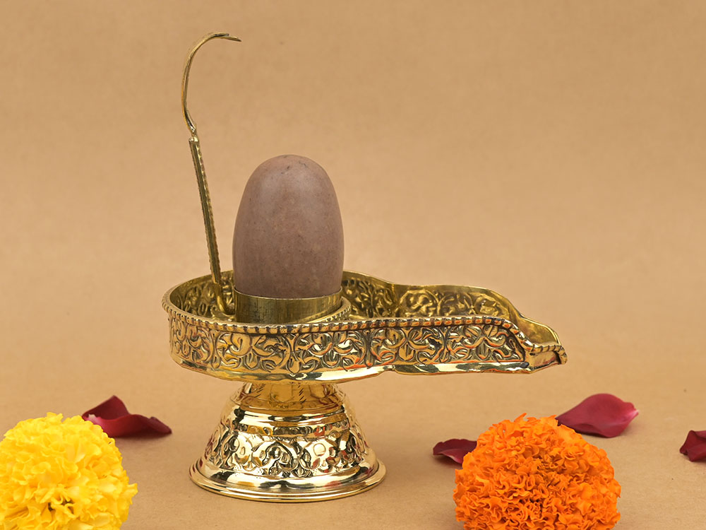 Narmada Shivling in Brass Yoni Base Jaldhari