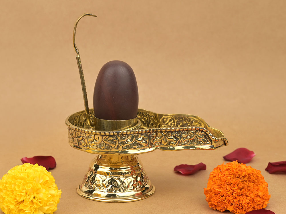 Narmada Shivling in Brass Yoni Base Jaldhari