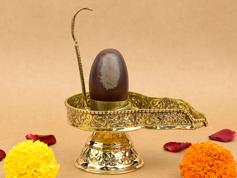 Narmada Shivling in Brass Yoni Base Jaldhari
