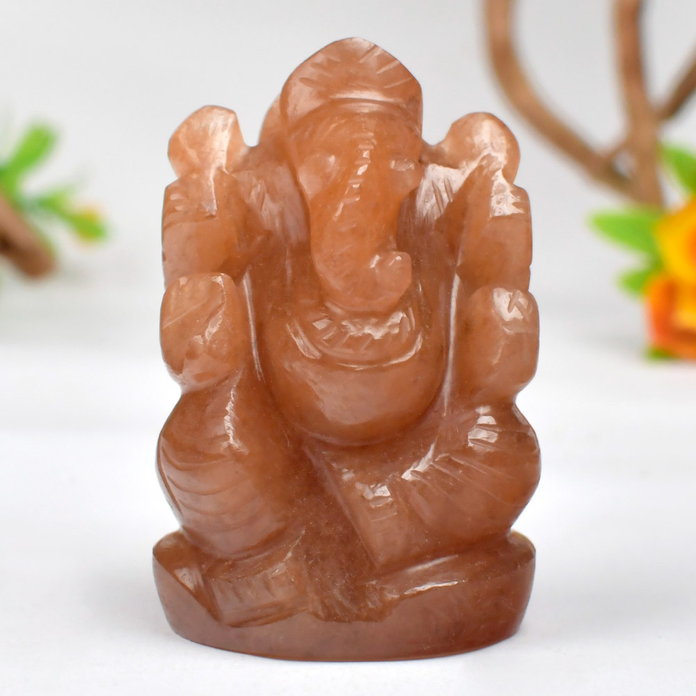 Red Aventurine Ganesh Idol - 150 gms
