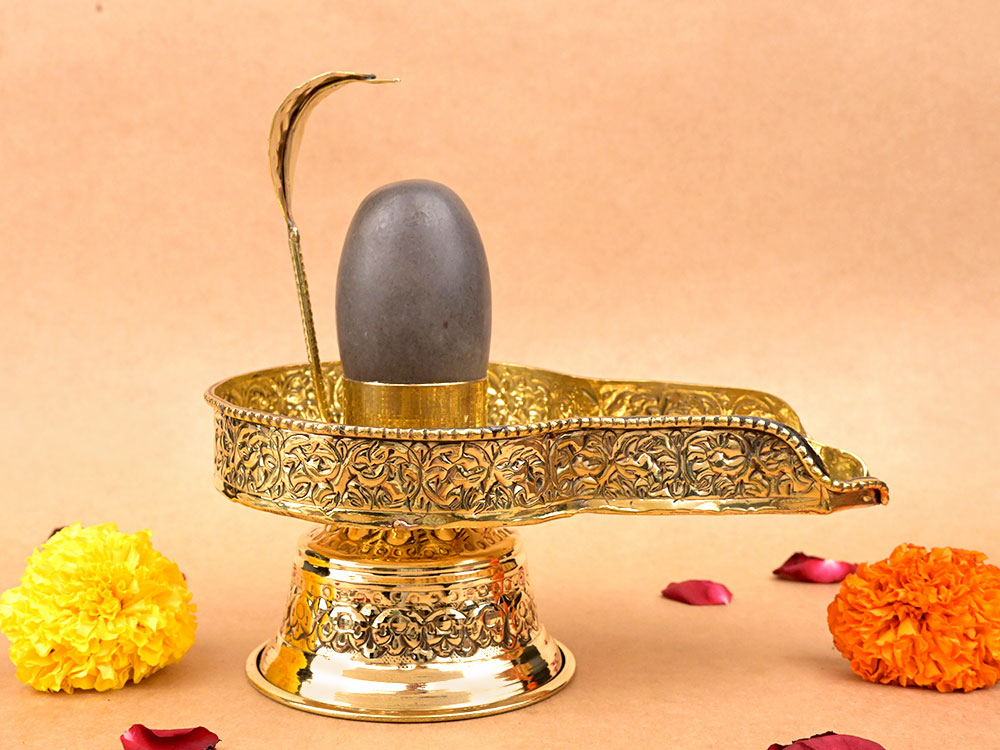 Narmada Shivling in Brass Yoni Base Jalhari