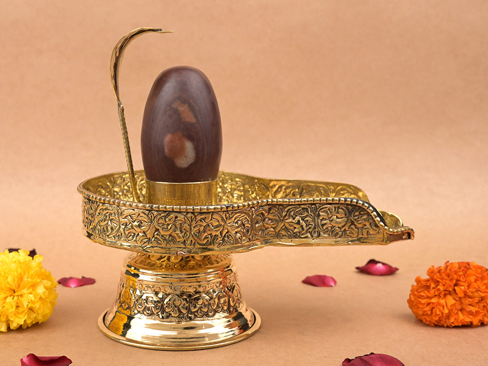 Narmada Shivling in Brass Yoni Base Jalhari