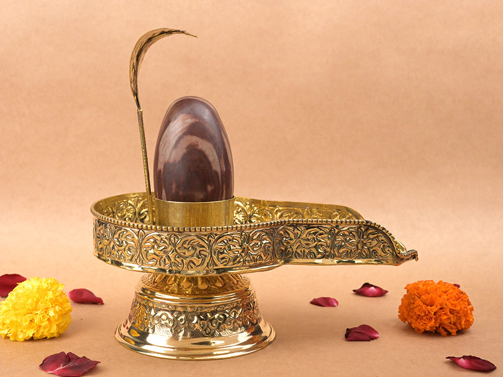 Narmada Shivling in Brass Jalhari