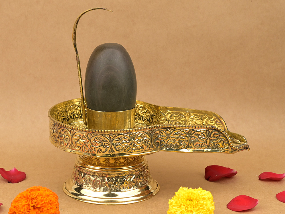 Narmada Shivling in Brass Jalhari