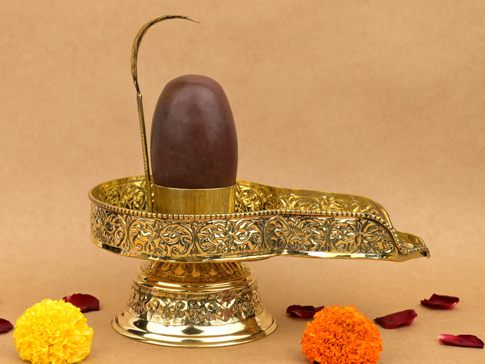 Narmada Shivling in Brass Jalhari