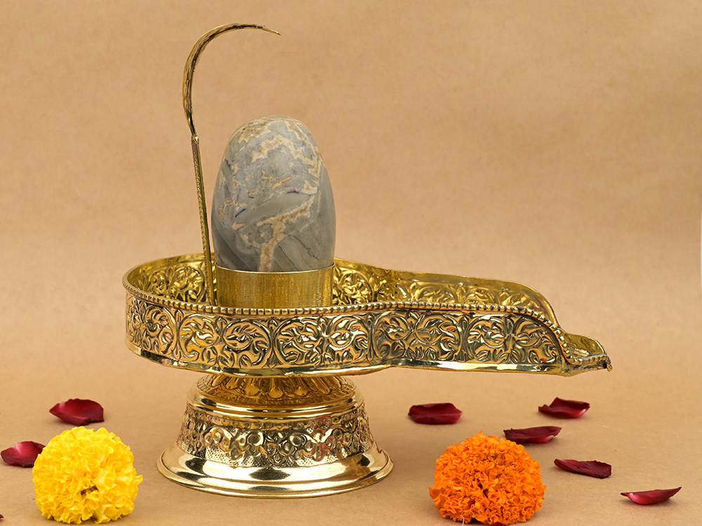 Narmada Shivling in Brass Jalhari