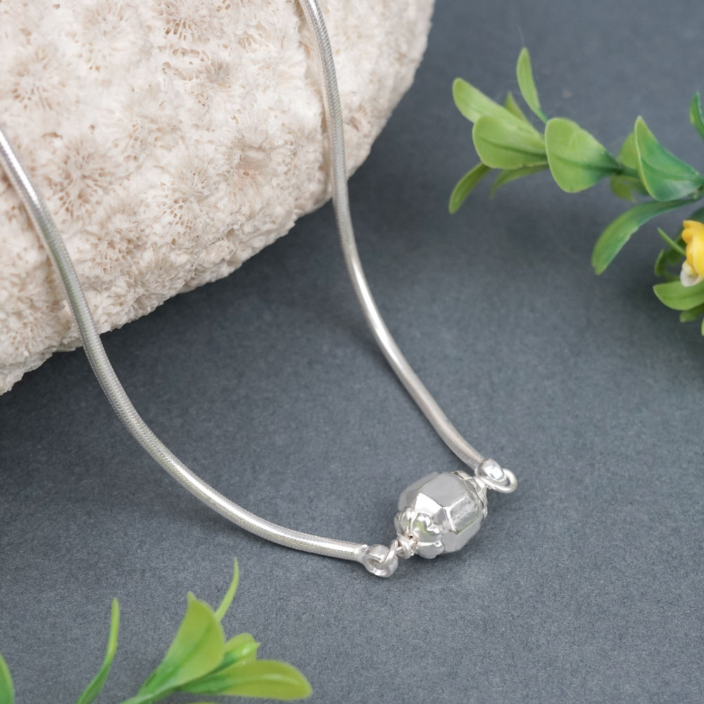 Ashtakon Parad Gutika Pendant with Silver Caps & Silver Snake Chain