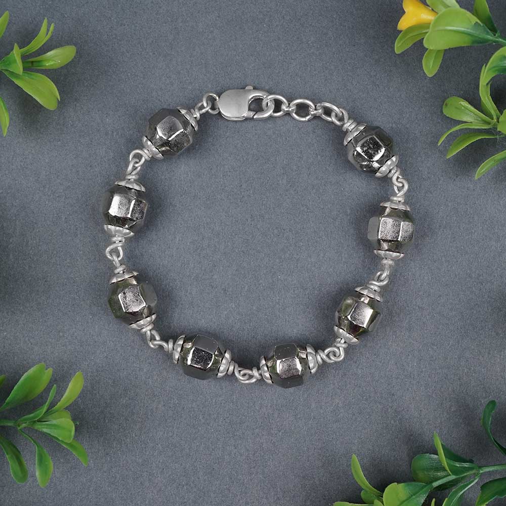 Ashtakon Parad Beads 925 Silver Caps Bracelet