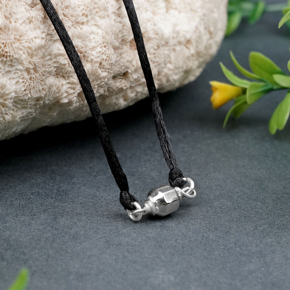 Ashtakon Parad Gutika Silver Caps Thread Pendent