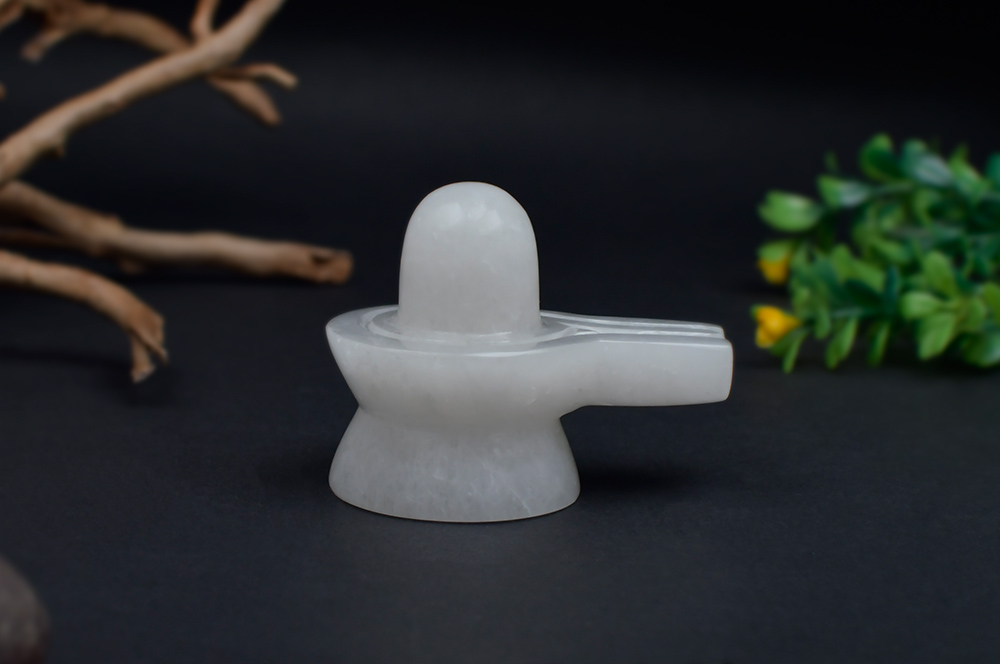 SQS19-1-Snow White Quartz Shivling - 191.17 gms