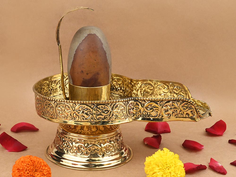 Narmada Shivling in Brass Jalhari