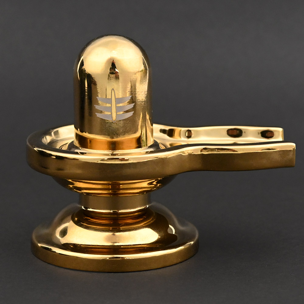 Superfine Shivling in Zinc Gold Finish