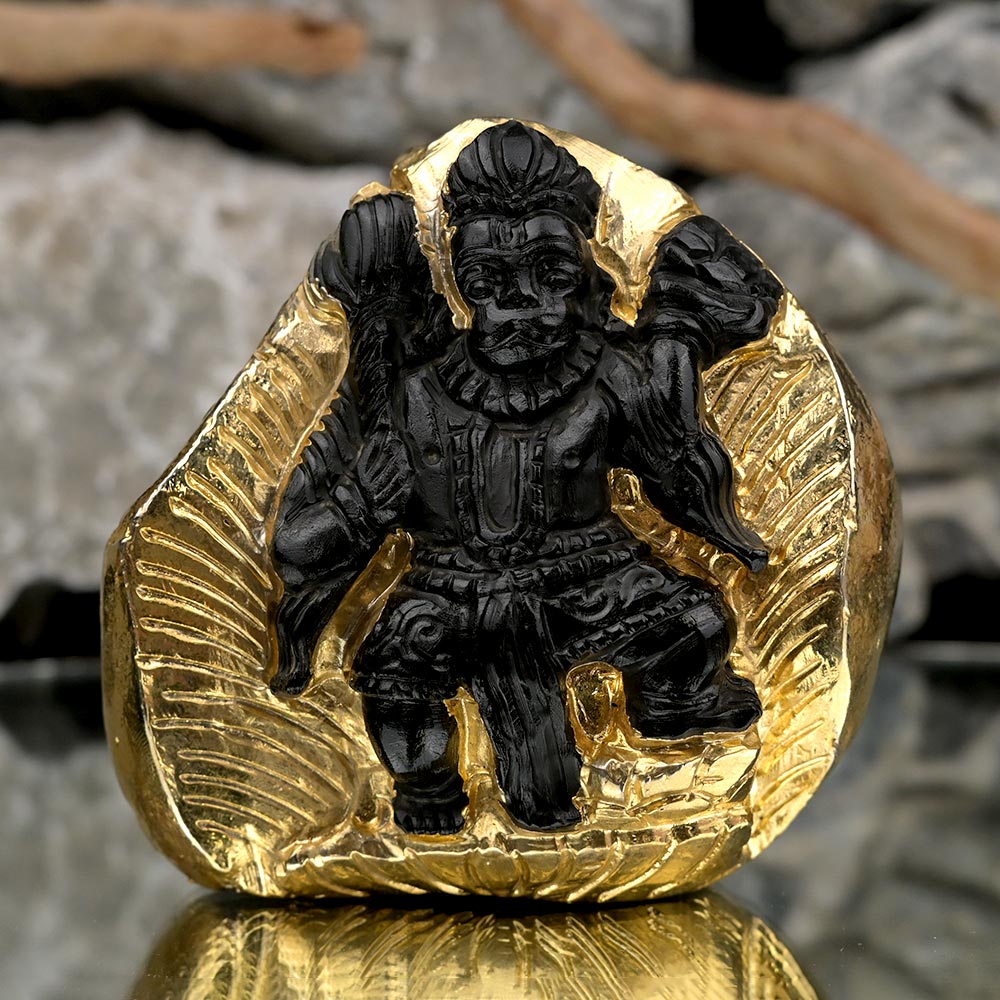 Lord Hanuman Shaligram Murti (Gold Plated)