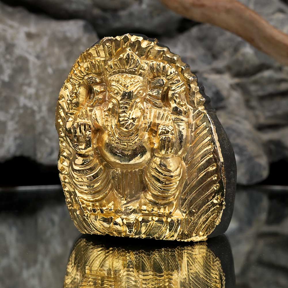 Ganesha Shaligram Murti (Gold Plated)