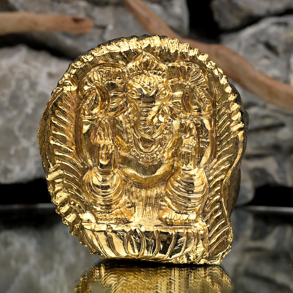 Ganesha Shaligram Idol (Gold Plated)