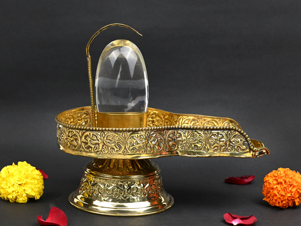 Sphatik Shivling in Brass Jalhari