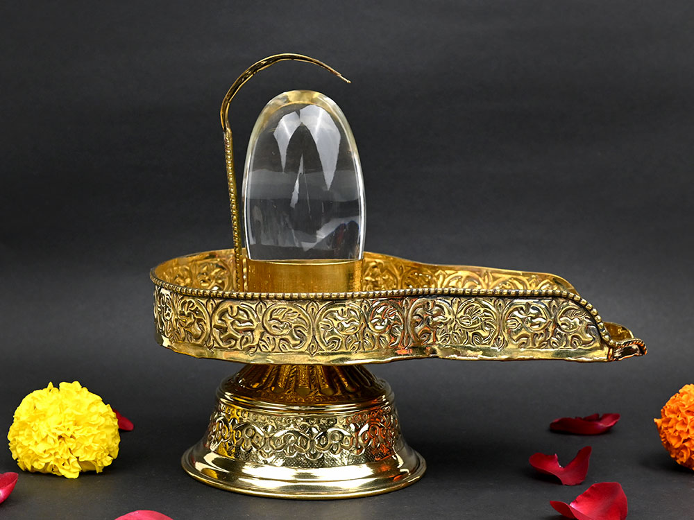Sphatik Shivling in Brass Jalhari