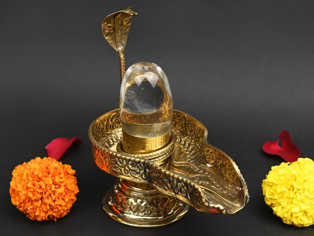 Sphatik Lingam in Brass Yoni Base Jaldhari