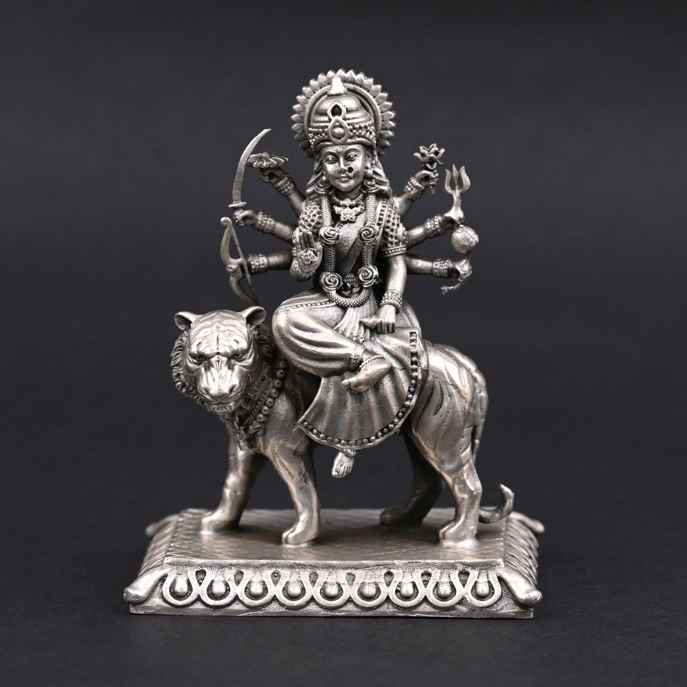 Sherawali Durga 925 Sterling Silver Idol (Oxidized)