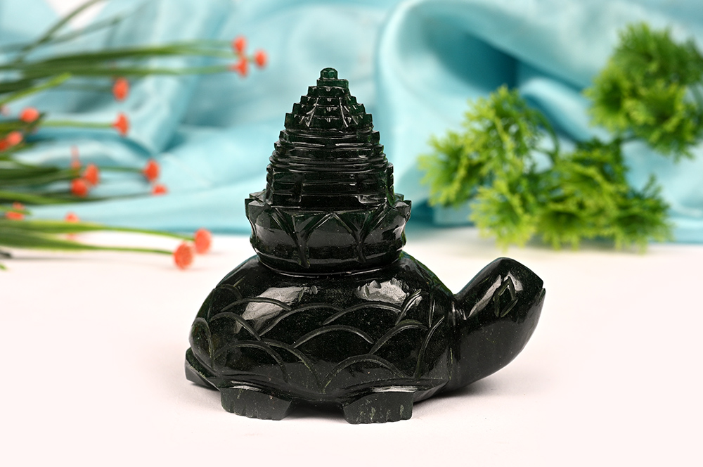 Kurma Shree Yantra in Green Jade 262 gms