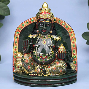 Decorated Kuber Maharaj Green Jade Murti - 1.2 Kgs