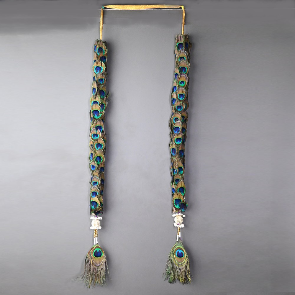 Natural Peacock Feathers Deity Garland Andal