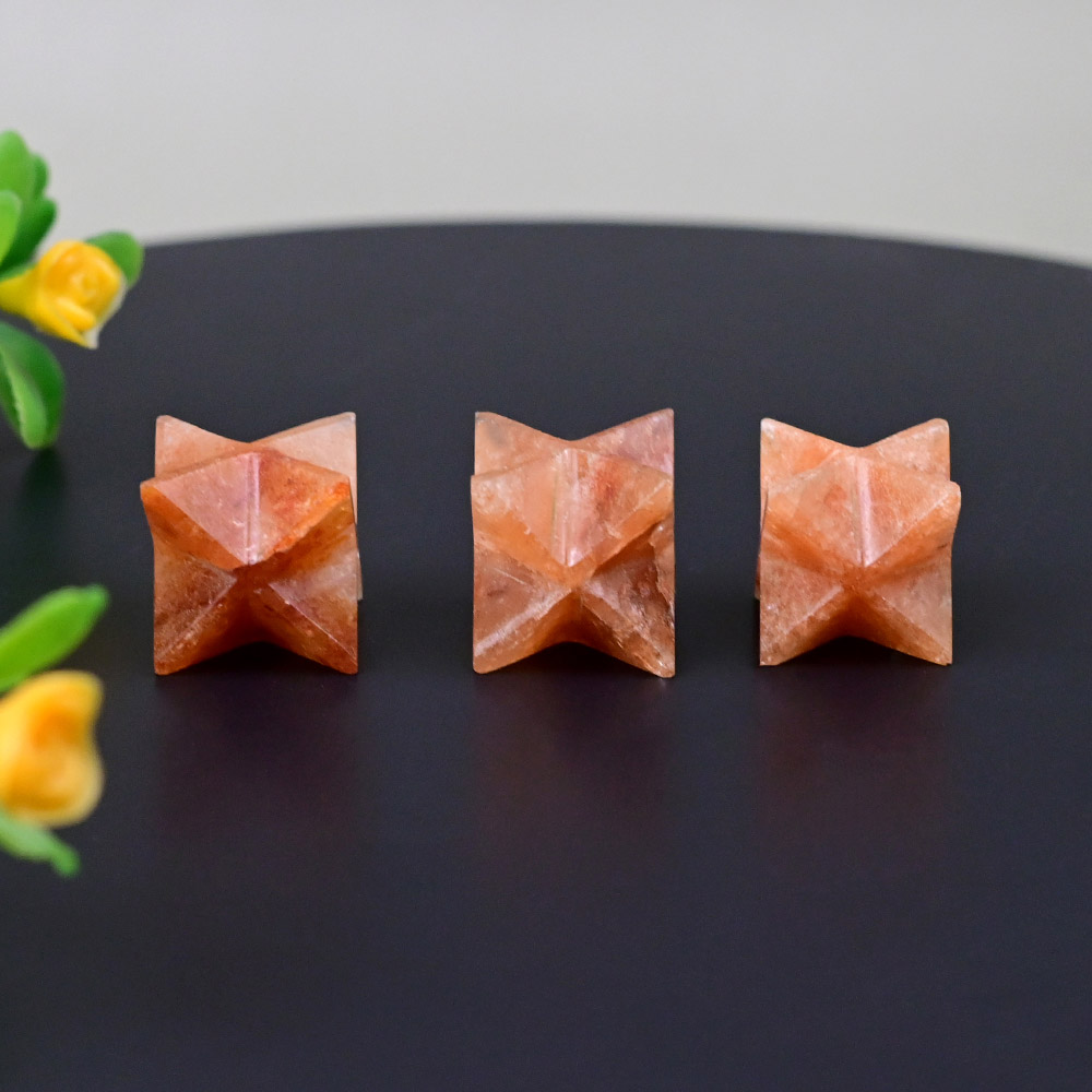 Orange Jade Star Pyramid - Set of 3