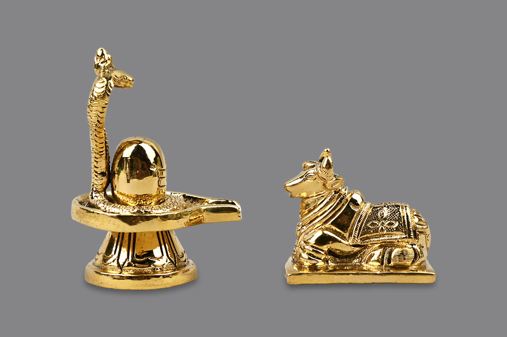 Shivaling with Nandi in Brass VII