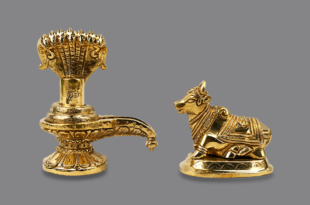 Shivaling with Nandi in Brass