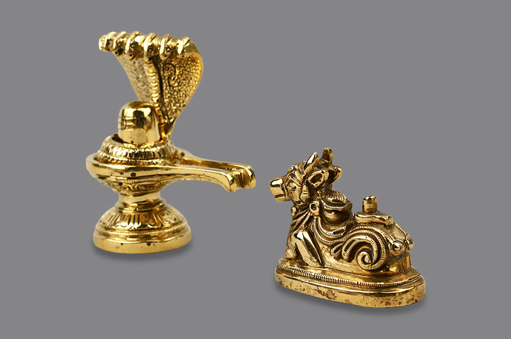 Shivaling with Nandi in Brass II