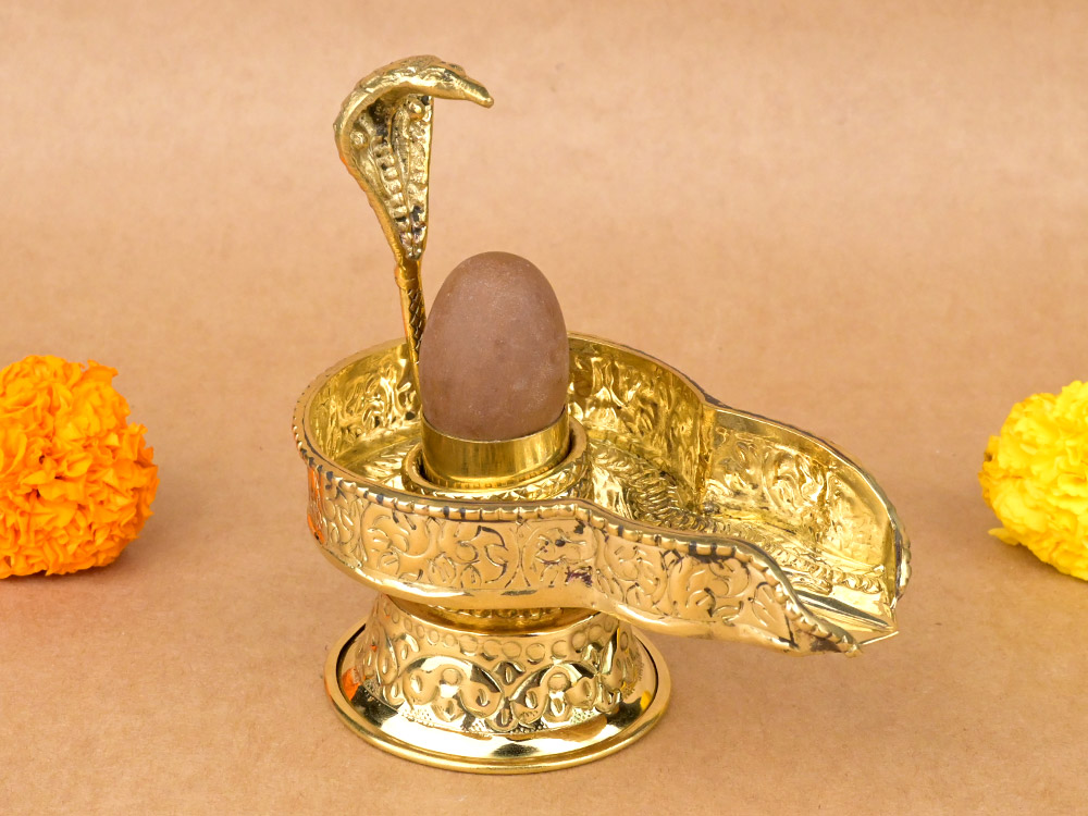 Narmada Lingam in Designer Brass Yoni Base - I