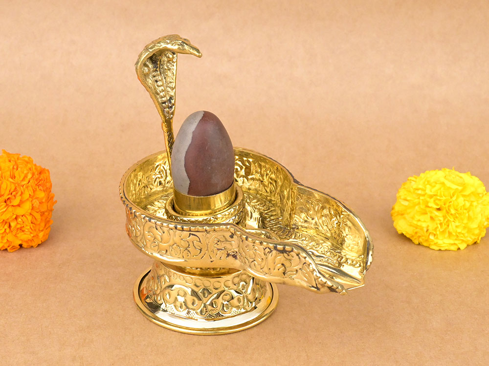 Narmada Lingam in Designer Brass Yoni Base - II