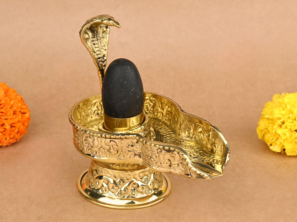 Narmada Lingam in Designer Brass Yoni Base - III