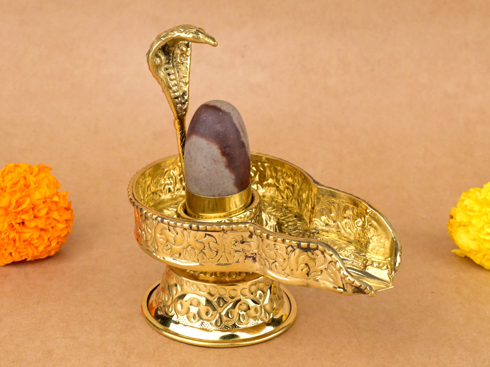 Narmada Lingam in Designer Brass Yoni Base - VI