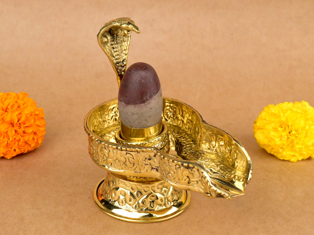 Narmada Lingam in Designer Brass Yoni Base - VII