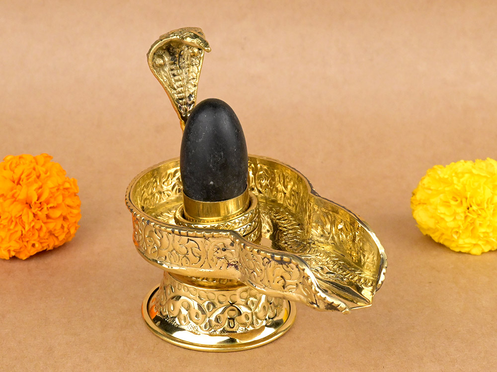 Narmada Lingam in Designer Brass Yoni Base - VIII