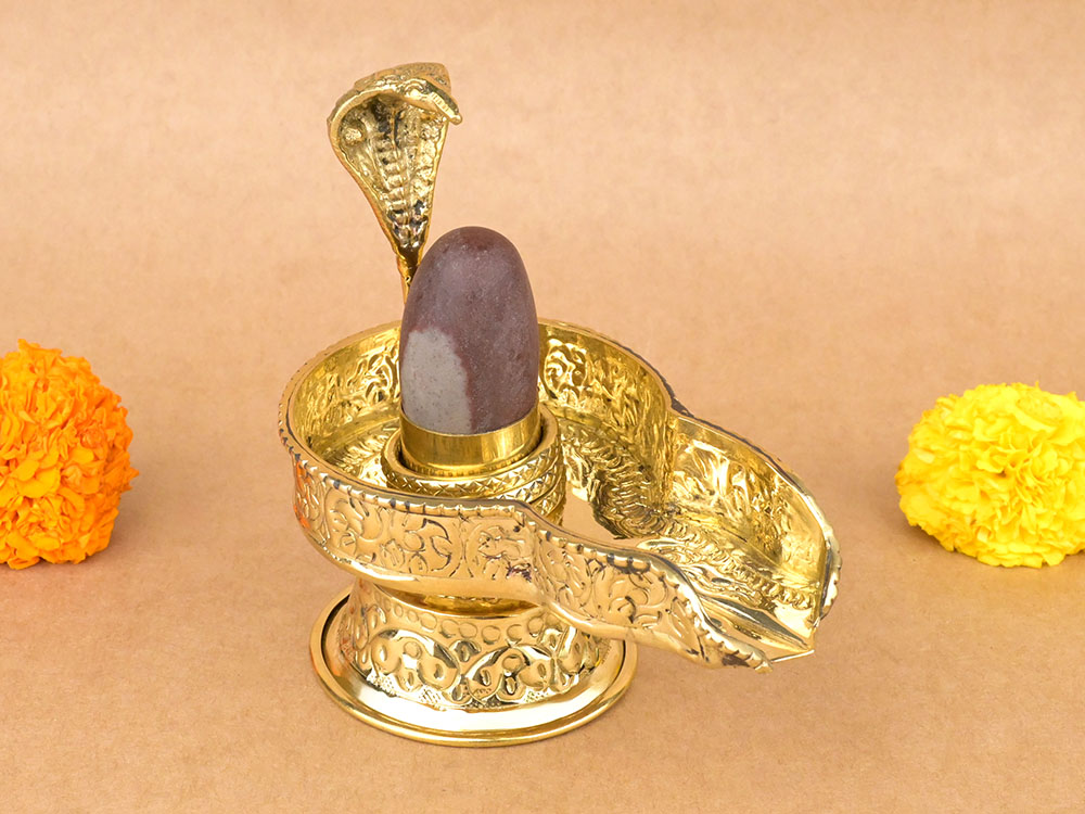 Narmada Lingam in Designer Brass Yoni Base - IX