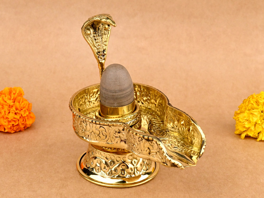 Narmada Lingam in Designer Brass Yoni Base - XII