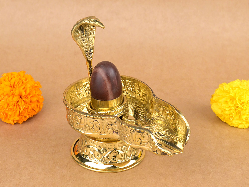 Narmada Lingam in Designer Brass Yoni Base - XIII