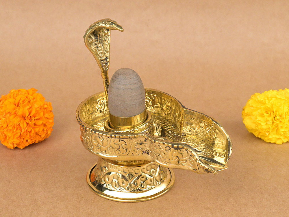 Narmada Lingam in Designer Brass Yoni Base - XV