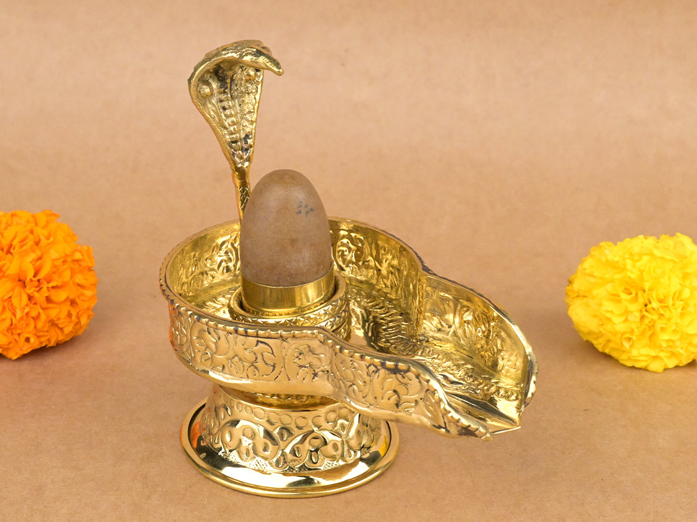 Narmada Lingam in Designer Brass Yoni Base - XVII