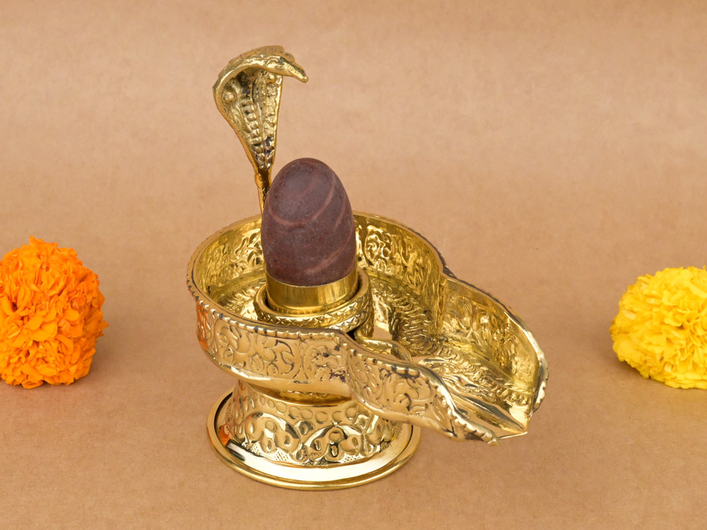 Narmada Lingam in Designer Brass Yoni Base - XVIII