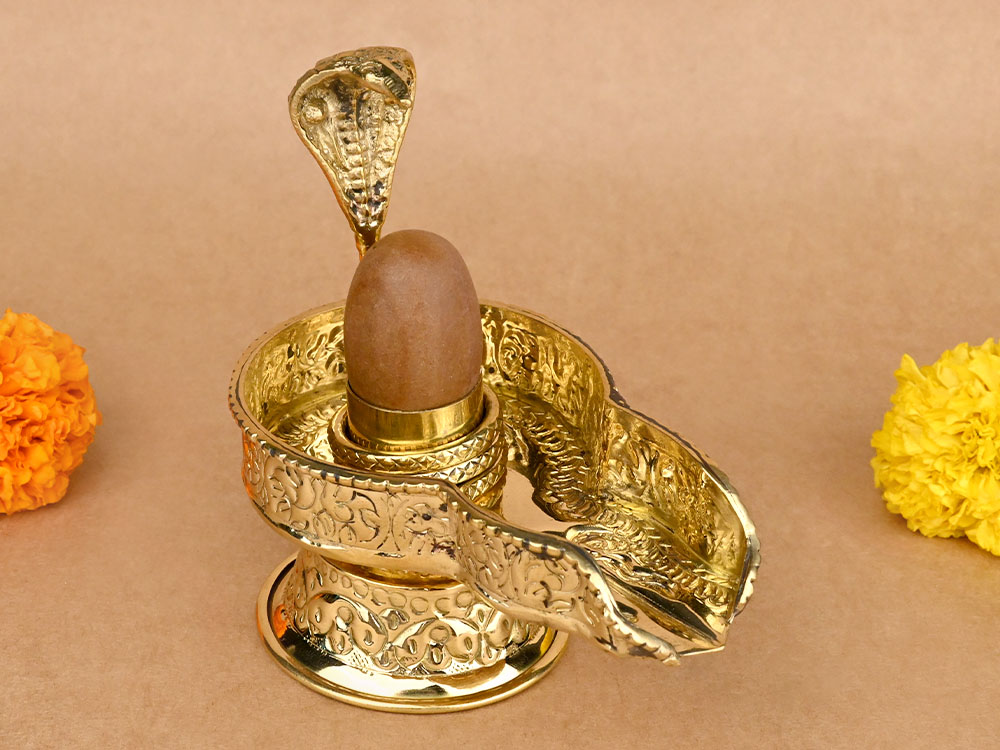 Narmada Lingam in Designer Brass Yoni Base - XIX