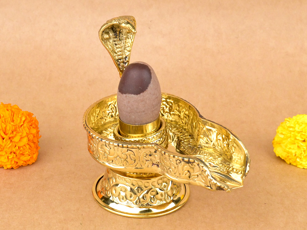 Narmada Lingam in Designer Brass Yoni Base - XX